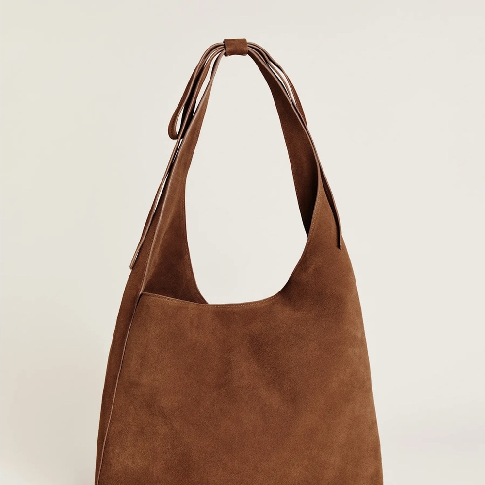 Reformation Vittoria Medium Brown Suede Shoulder Bag